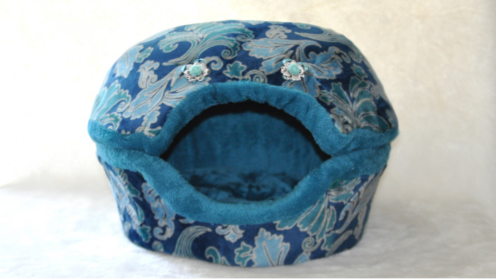 Coussin Coquille, bleu avec motif (moyen)